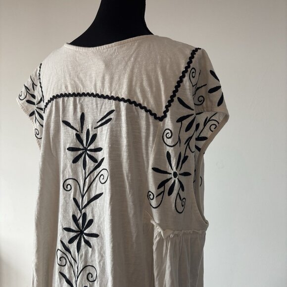 Free People Floral Embroidered Oversized Tunic Top Women’s Medium Boho Peasant - Picture 11 of 16